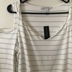 WHBM striped twisted Cold Shoulder Top size Large